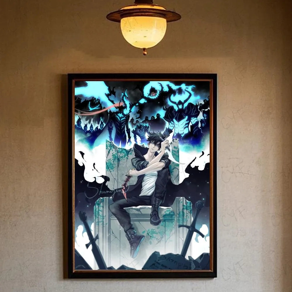 Solo leveling sung jin woo Anime Poster HD art sticky