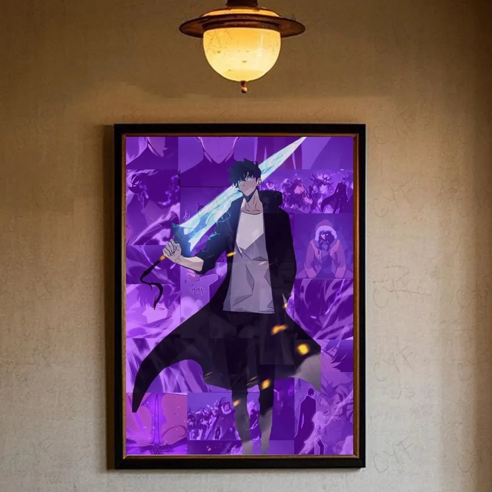 Solo leveling sung jin woo Anime Poster HD art sticky